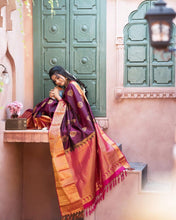 Load image into Gallery viewer, Incredible Wine Soft Banarasi Silk Saree With Adorable Blouse Piece Shriji