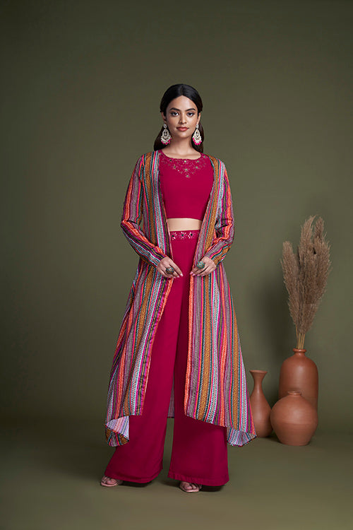 Shubhkala Exclusive Rani Georgette Koti Style Palazzo Collection ClothsVilla.com Main image