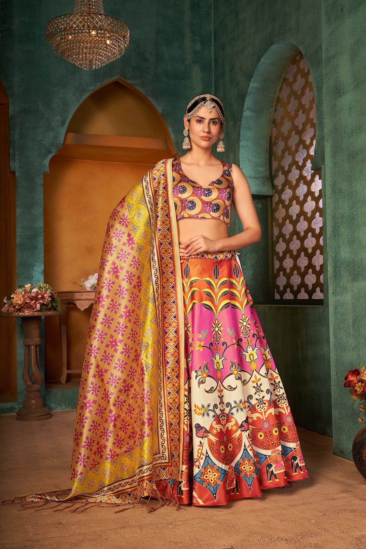 Silk Base Digital Printed Multi Color Lehenga Choli ClothsVilla Main image