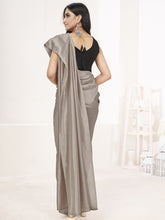 Load image into Gallery viewer, Silver Grey Ready to Wear One Minute Lycra Saree ClothsVilla