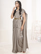 Load image into Gallery viewer, Silver Grey Ready to Wear One Minute Lycra Saree ClothsVilla
