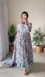 Sky Blue Anarkali Gown in Faux Georgette with Digital Floral Print Clothsvilla