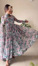 Load image into Gallery viewer, Sky Blue Anarkali Gown in Faux Georgette with Digital Floral Print Clothsvilla