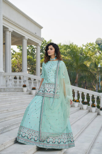 Sky Blue Color Gota Patti Work Designer Lehenga Suit Clothsvilla