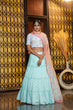Load image into Gallery viewer, Sky Blue Embroidery Flaired Festival Wear Lehenga With White Choli ClothsVilla