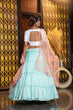 Load image into Gallery viewer, Sky Blue Embroidery Flaired Festival Wear Lehenga With White Choli ClothsVilla