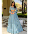 Load image into Gallery viewer, Sky Blue Georgette Heavy Embroidered Wedding Lehenga Choli Clothsvilla