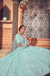 Load image into Gallery viewer, Sky Blue Lehenga With Georgette Fabric And Thread With Sequince Embroidered Work And Heavy Can-Can Lehenga For Wedding And Party Wear ClothsVilla