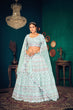 Load image into Gallery viewer, Sky Blue Multi-Thread With Gota Patti Embroidered Georgette Wedding &amp; Party Lehenga ClothsVilla