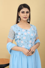 Load image into Gallery viewer, Sky Blue Salwar Suit in Georgette with Embroidery Work Clothsvilla