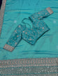 Load image into Gallery viewer, Turquoise Blue Saree In Art Silk With Sequence Work Clothsvilla