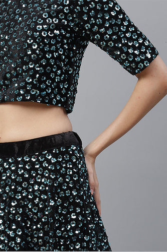 Sky Blue Sequins Embroidered Buy Trends Designer Lehenga Choli ClothsVilla.com