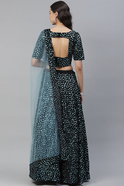 Sky Blue Sequins Embroidered Buy Trends Designer Lehenga Choli ClothsVilla.com