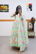 Load image into Gallery viewer, Sky Green Anarkali Gown in Organza with Digital Floral Print ClothsVilla.com