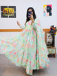 Load image into Gallery viewer, Sky Green Anarkali Gown in Organza with Digital Floral Print ClothsVilla.com