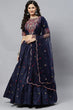 Load image into Gallery viewer, Blue Cotton Multi Embroidered Work Lehenga Choli ClothsVilla.com