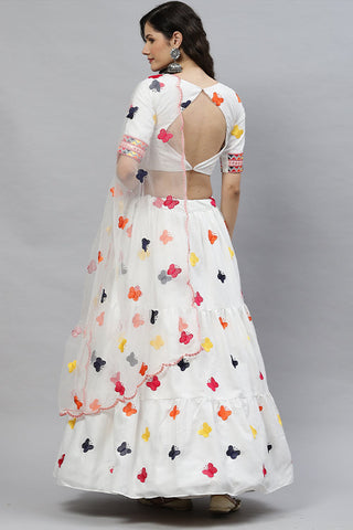 Exclusive Cotton Multi Embroidered Work Lehenga ClothsVilla.com
