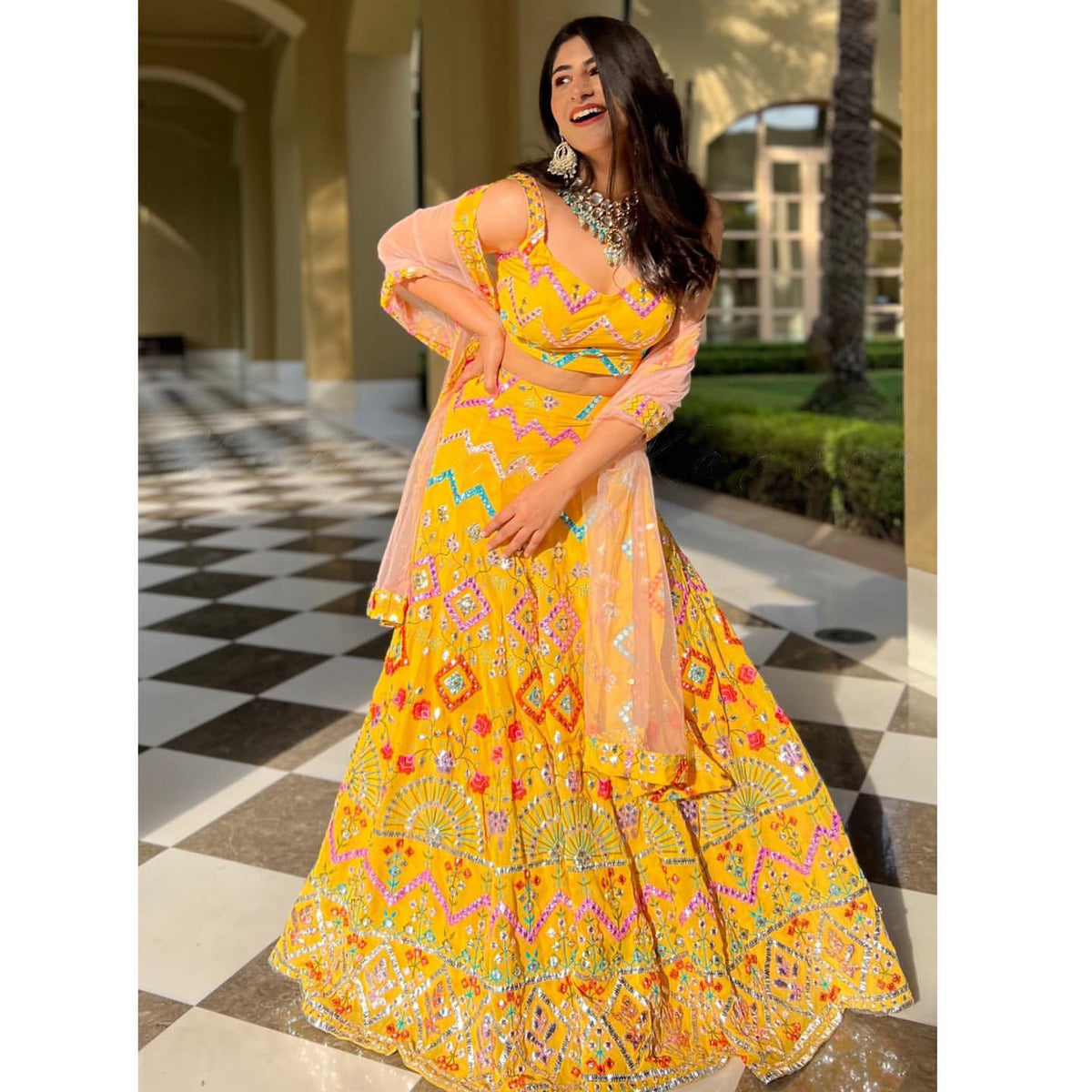 Sleeveless Blouse Mirror Work Lehenga Choli Clothsvilla Main image