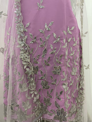 Sleeveless Sequins Work Pink Palazzo Suit Set Clothsvilla