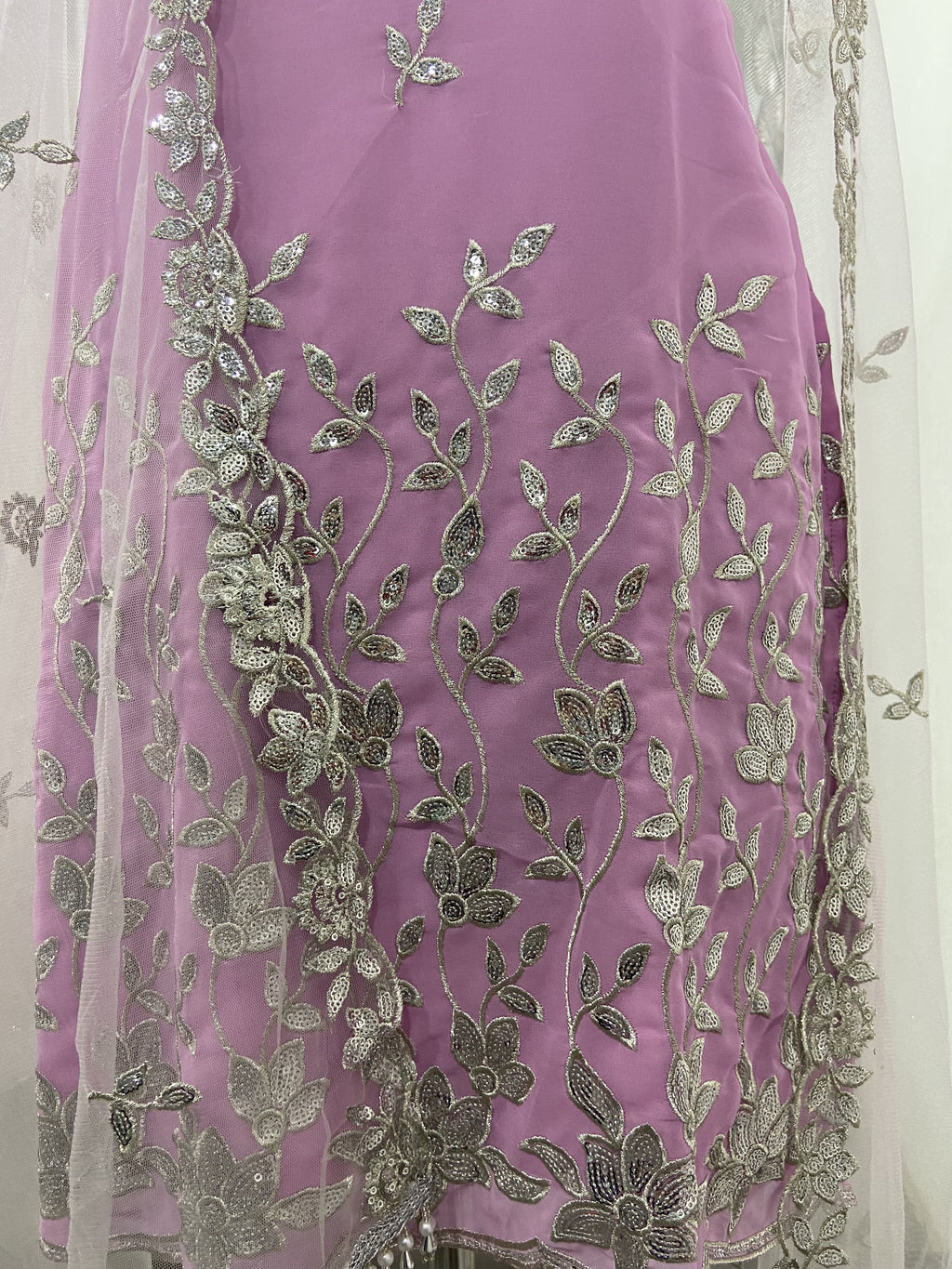 Sleeveless Sequins Work Pink Palazzo Suit Set Clothsvilla