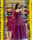 Sleeveless Sequins Work Wine Palazzo Suit Set Clothsvilla