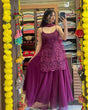 Load image into Gallery viewer, Sleeveless Sequins Work Wine Palazzo Suit Set Clothsvilla