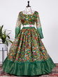 Load image into Gallery viewer, Green Color Printed Soft Cotton Half Saree Set Clothsvilla