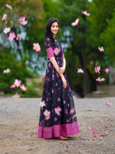 Load image into Gallery viewer, Wine Color Soft Cotton Gown With Print And Weaving Border Work Clothsvilla