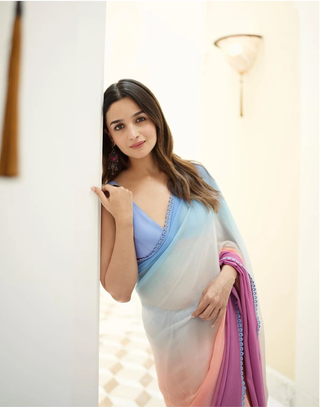 Ombre Color Shaded Alia Bhatt Saree Colorful Saree