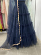 Load image into Gallery viewer, Soft Net Navy Blue Plain Ruffle Lehenga Choli Clothsvilla