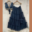 Load image into Gallery viewer, Soft Net Navy Blue Plain Ruffle Lehenga Choli Clothsvilla