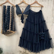Load image into Gallery viewer, Soft Net Navy Blue Plain Ruffle Lehenga Choli Clothsvilla