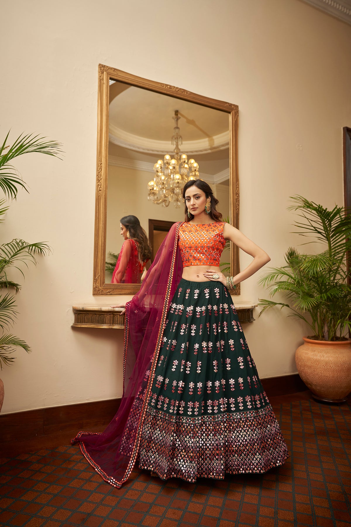 Soft Net Lehenga Choli With Heavy Embroidery Work And Soft Net Dupatta With Lace Border For Women ClothsVilla Main image