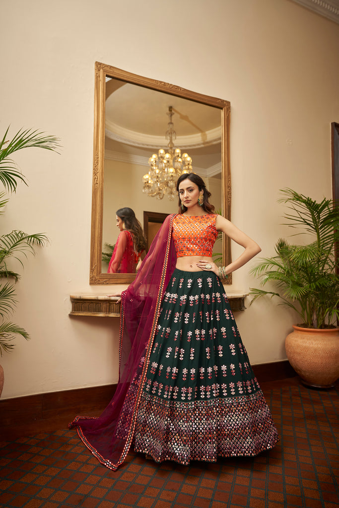 Soft Net Lehenga Choli With Heavy Embroidery Work And Soft Net Dupatta With Lace Border For Women ClothsVilla