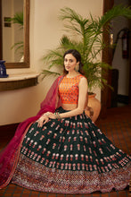 Load image into Gallery viewer, Soft Net Lehenga Choli With Heavy Embroidery Work And Soft Net Dupatta With Lace Border For Women ClothsVilla