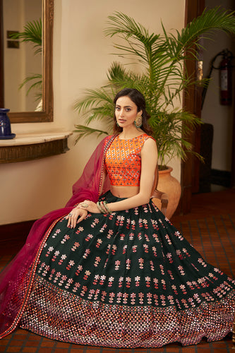 Soft Net Lehenga Choli With Heavy Embroidery Work And Soft Net Dupatta With Lace Border For Women ClothsVilla