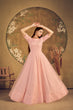 Load image into Gallery viewer, Stunning Peach Color Soft Net Base Fancy Work Designer Gown ClothsVilla