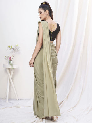 Stylish Beige Pre-Stitched Blended Silk Saree ClothsVilla