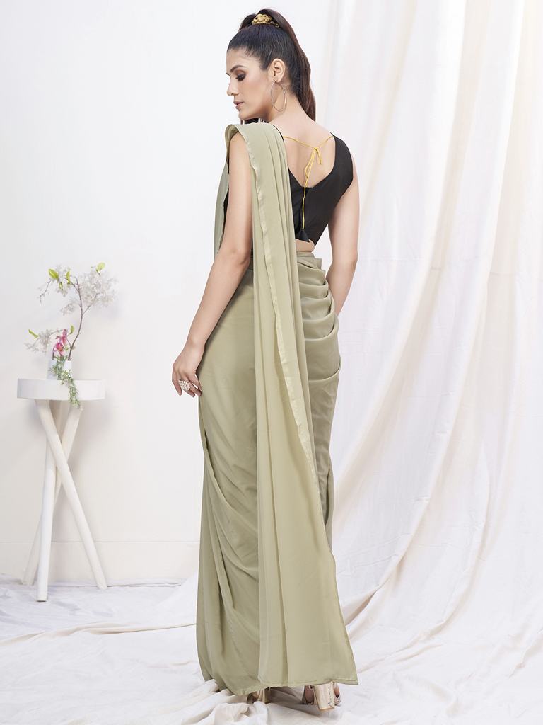 Stylish Beige Pre-Stitched Blended Silk Saree ClothsVilla