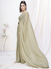 Load image into Gallery viewer, Stylish Beige Pre-Stitched Blended Silk Saree ClothsVilla