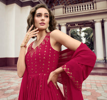Load image into Gallery viewer, Stylish Dark Pink Color Thread Sequence Work Gown Clothsvilla