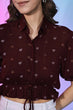 Load image into Gallery viewer, Stylish Maroon Viscose Rayon Self Design Collar Pattern Top ClothsVilla.com