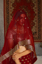 Load image into Gallery viewer, Sublime Red Sequins Embroidered Net Semi Stitched Bridal Lehenga ClothsVilla