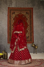 Load image into Gallery viewer, Sublime Red Sequins Embroidered Net Semi Stitched Bridal Lehenga ClothsVilla