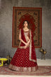 Load image into Gallery viewer, Sublime Red Sequins Embroidered Net Semi Stitched Bridal Lehenga ClothsVilla