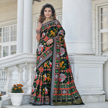 Load image into Gallery viewer, Sumptuous Black Weaving Patola Silk Wedding Wear Saree ClothsVilla