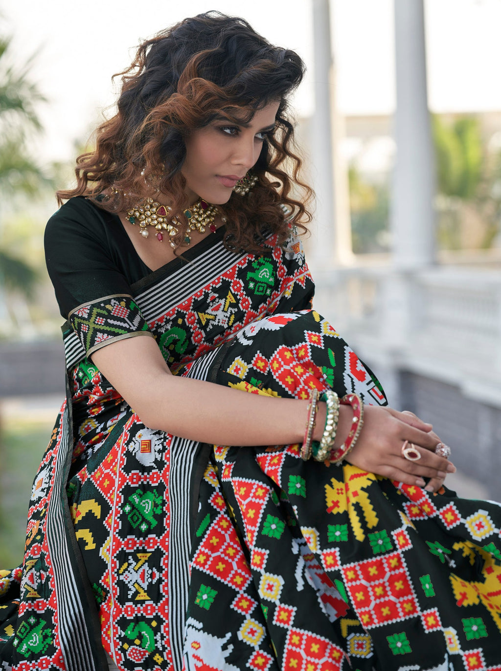 Sumptuous Black Weaving Patola Silk Wedding Wear Saree ClothsVilla