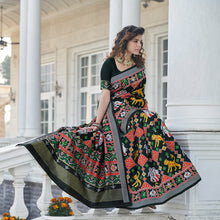 Load image into Gallery viewer, Sumptuous Black Weaving Patola Silk Wedding Wear Saree ClothsVilla