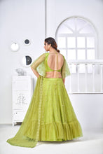 Load image into Gallery viewer, Superb Light Green Thread Embroidery Festive Wear Lehenga Choli ClothsVilla