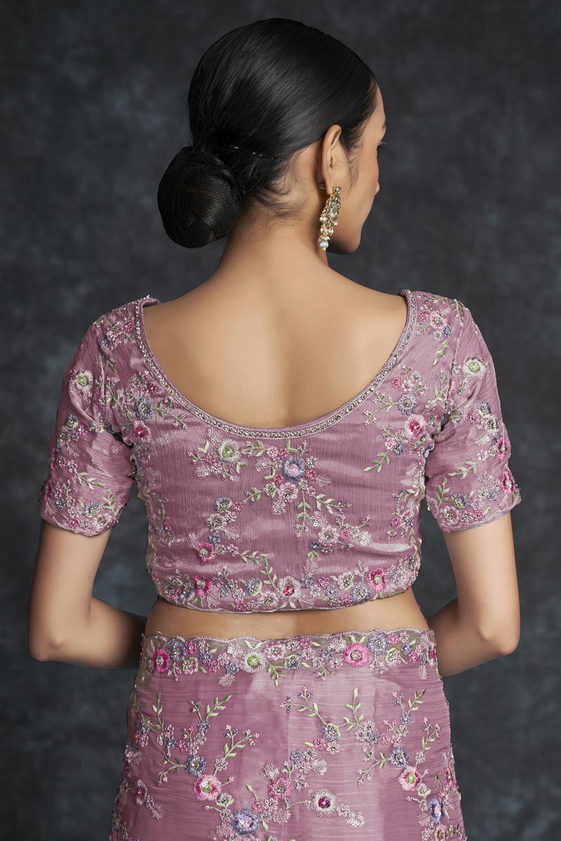 Organza Trendy Pink Wedding Saree Clothsvilla